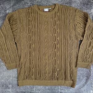 Mens Vintage Y2K Southpole Tan Gold Coogi Like Textured Crewneck Sweater Sz L